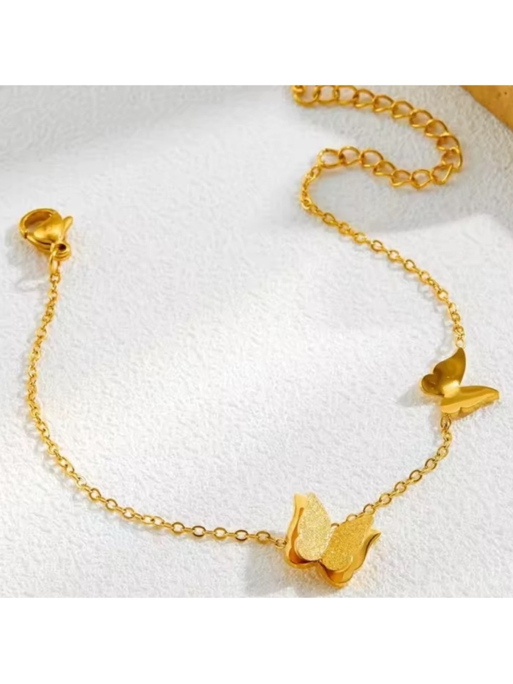 Gold Butterfly Chain Bracelet - Picture 2 of 5